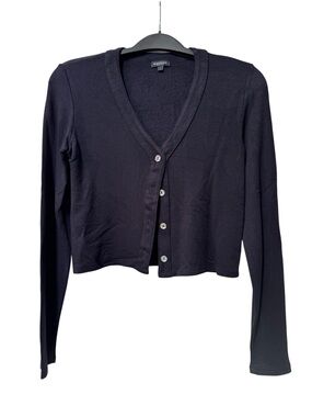 Bleusalt Navy Cropped V-Neck Button Cardigan